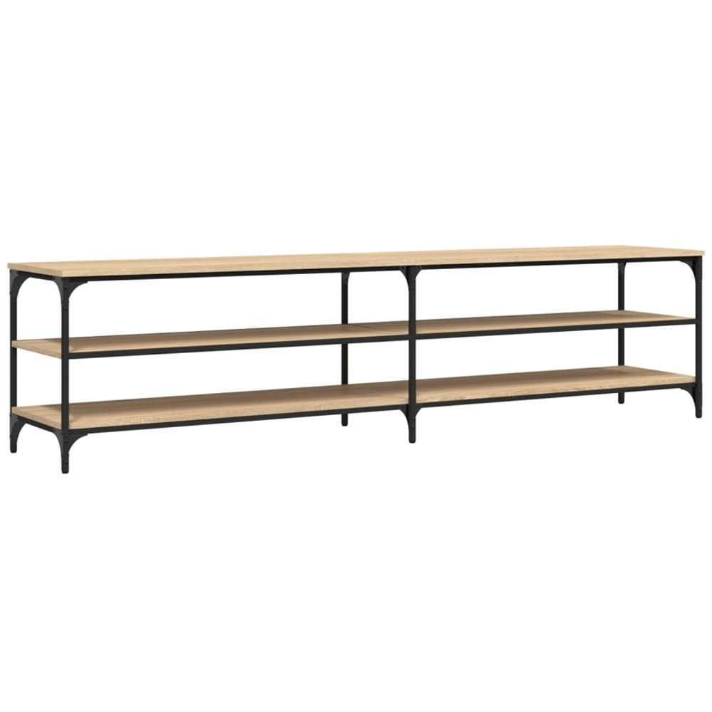 vidaXL 2 Shelf Sonoma Oak Wood and Metal Wide TV Cabinet Image 2