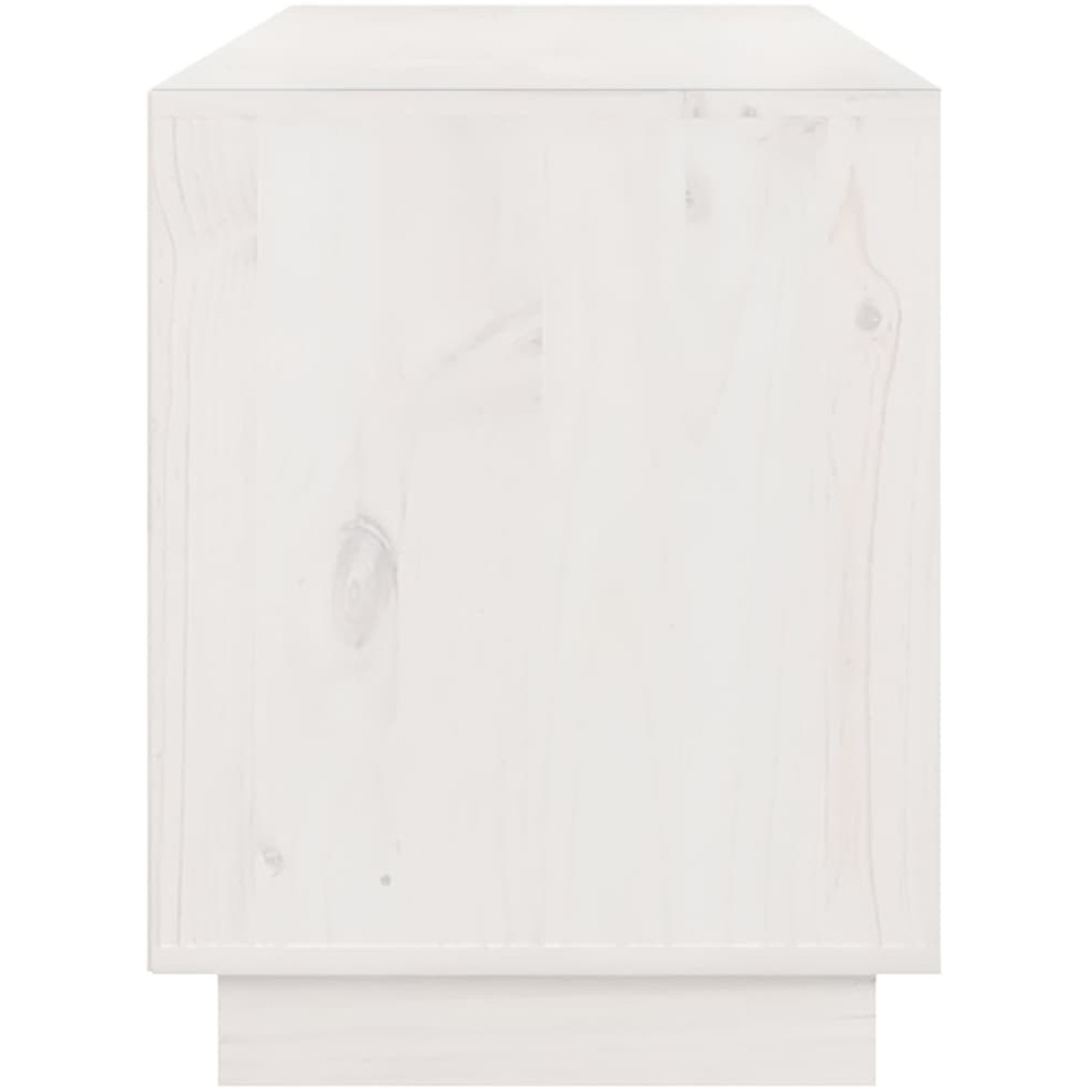 vidaXL 2 Door 4 Drawer White Solid Pine Wood TV Cabinet Image 5