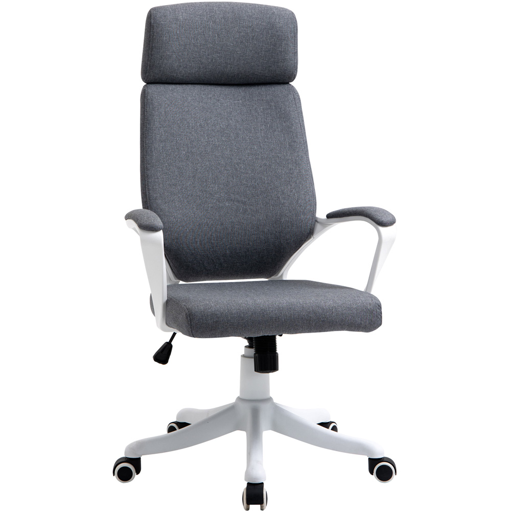 Portland Grey Swivel Linen Feel Fabric Ergonomic Office Chair Image 2