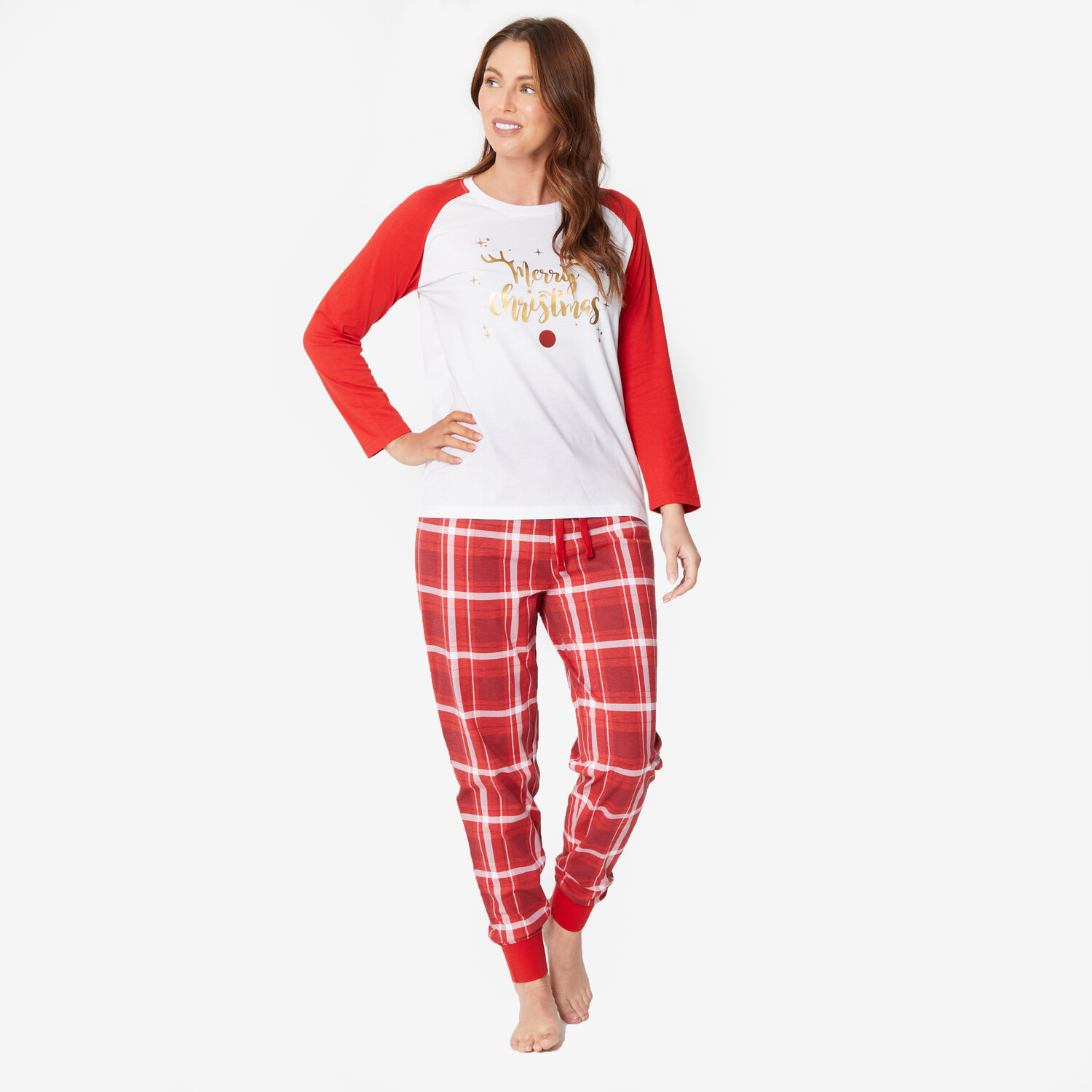 Ladies Merry Family Pyjama Set - Red / 18-20 Image 1