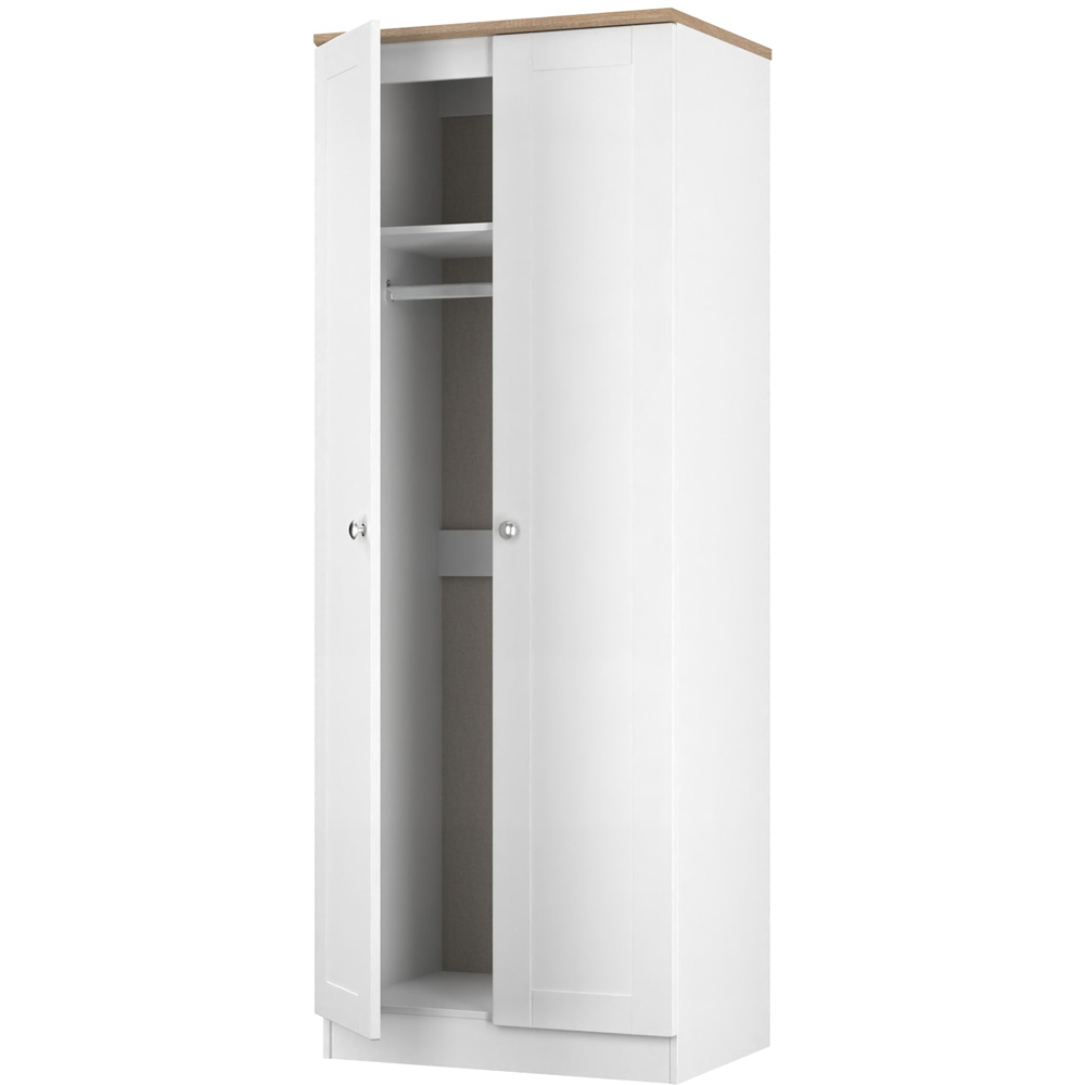 Crowndale Sussex 2 Door White Ash and Bardolino Oak Tall Wardrobe Ready Assembled Image 4