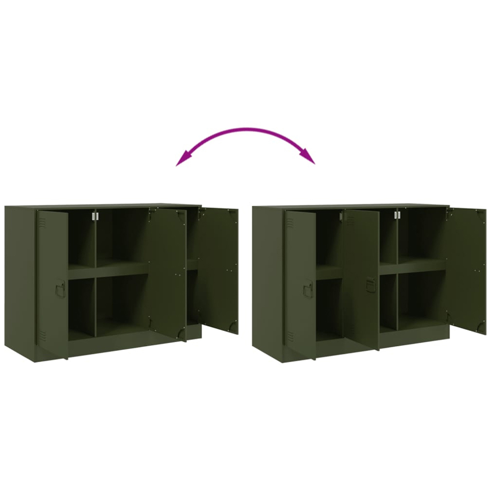 vidaXL 3 Door Olive Green Metal Sideboard Image 9