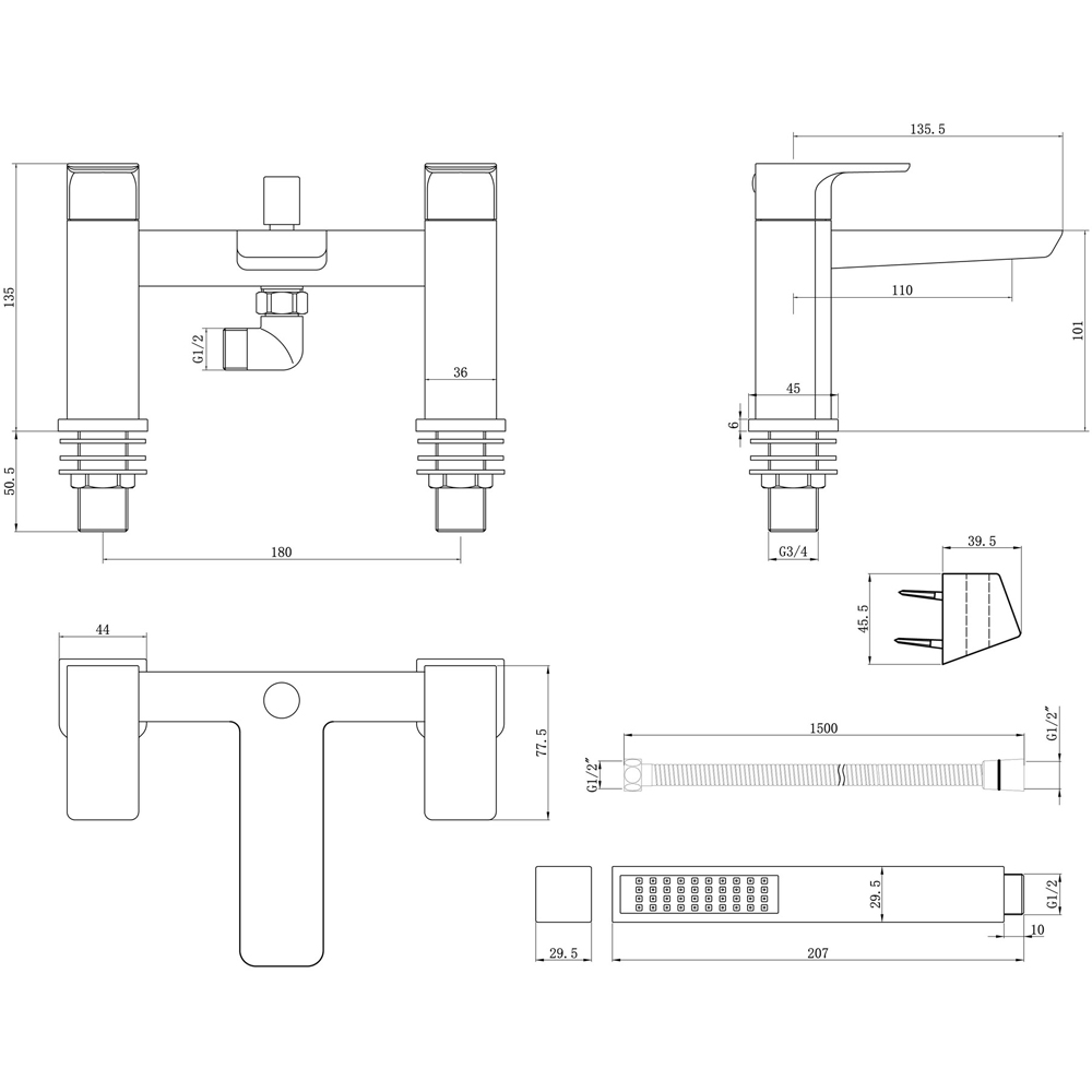 Bathstore Riviera Chrome Bath Shower Mixer Kit Image 4