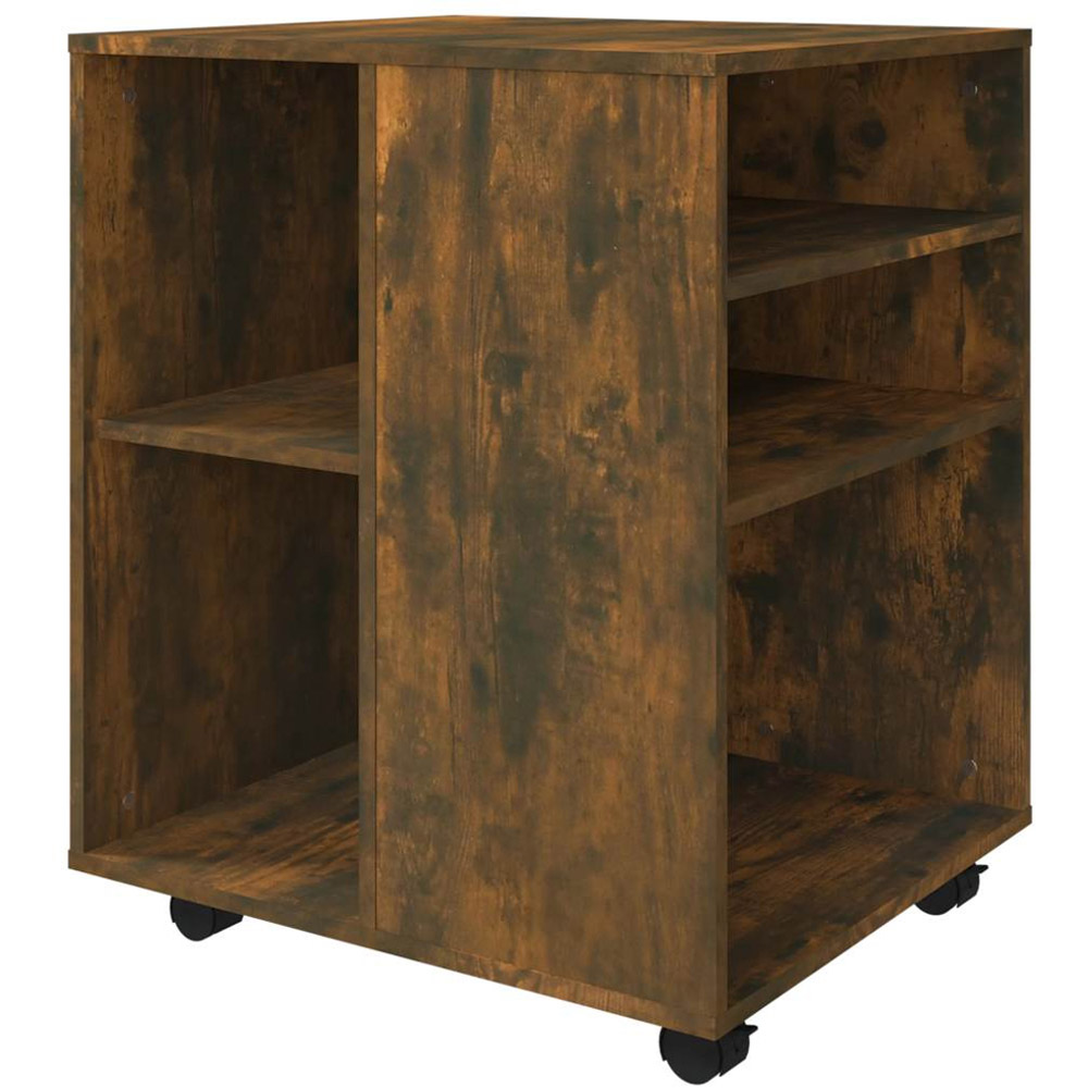 vidaXL 5 Shelf Smoked Oak Rolling Cabinet Image 6
