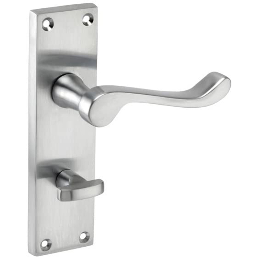 Golden Grace Satin Chrome Victorian Scroll Bathroom Door Handle 150 x 40mm Image 2