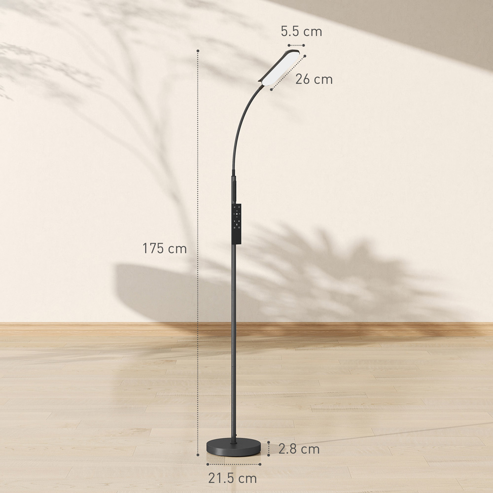 HOMCOM Black LED Adjustable Floor Lamp with Magnetic Remote Image 9