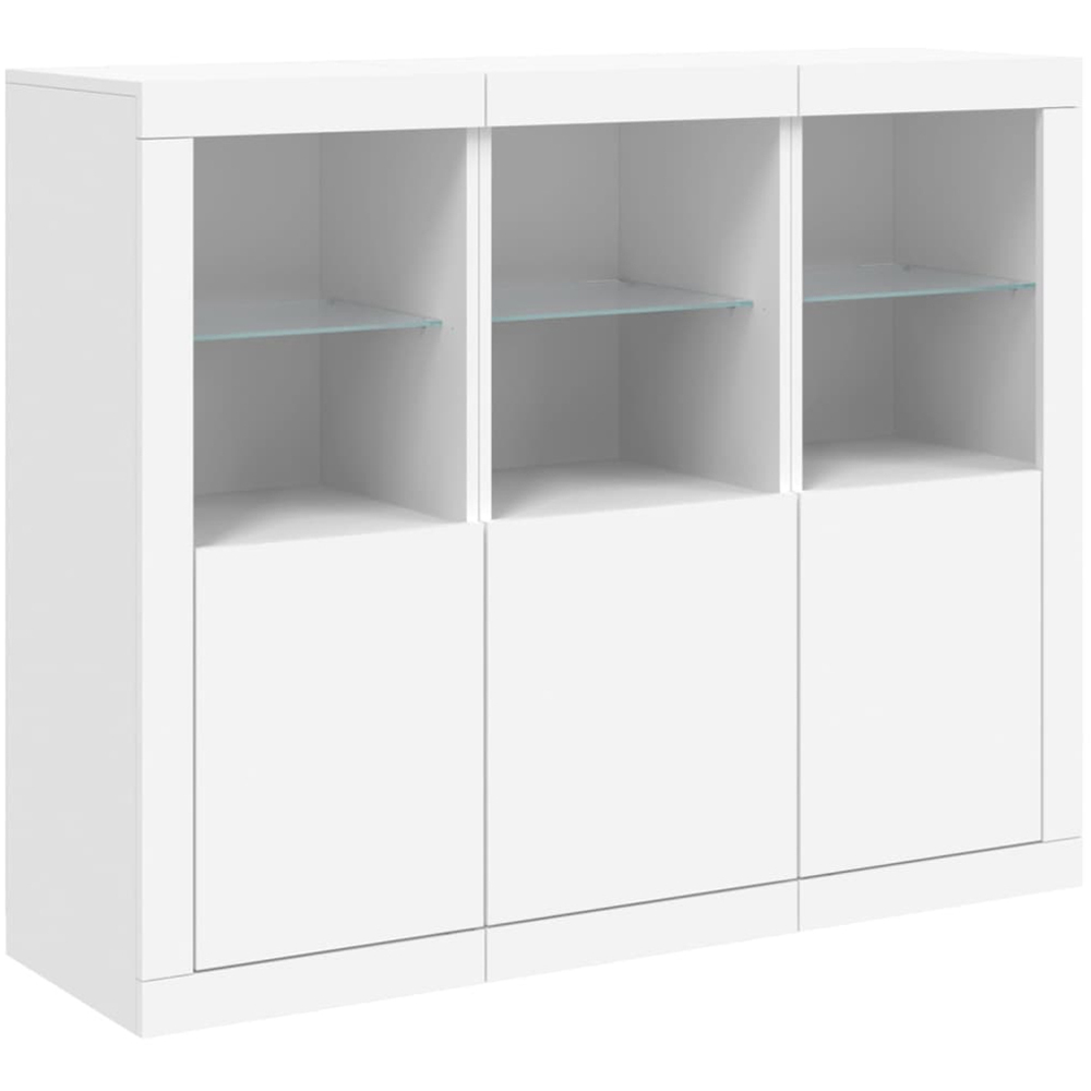 vidaXL 3 Door 6 Open Shelf White LED Sideboard 3 Piece Image 2