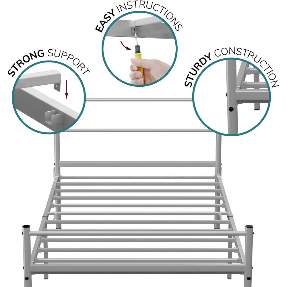 House Of Home Single Silver Extra Strong Metal Bed Frame Image 4