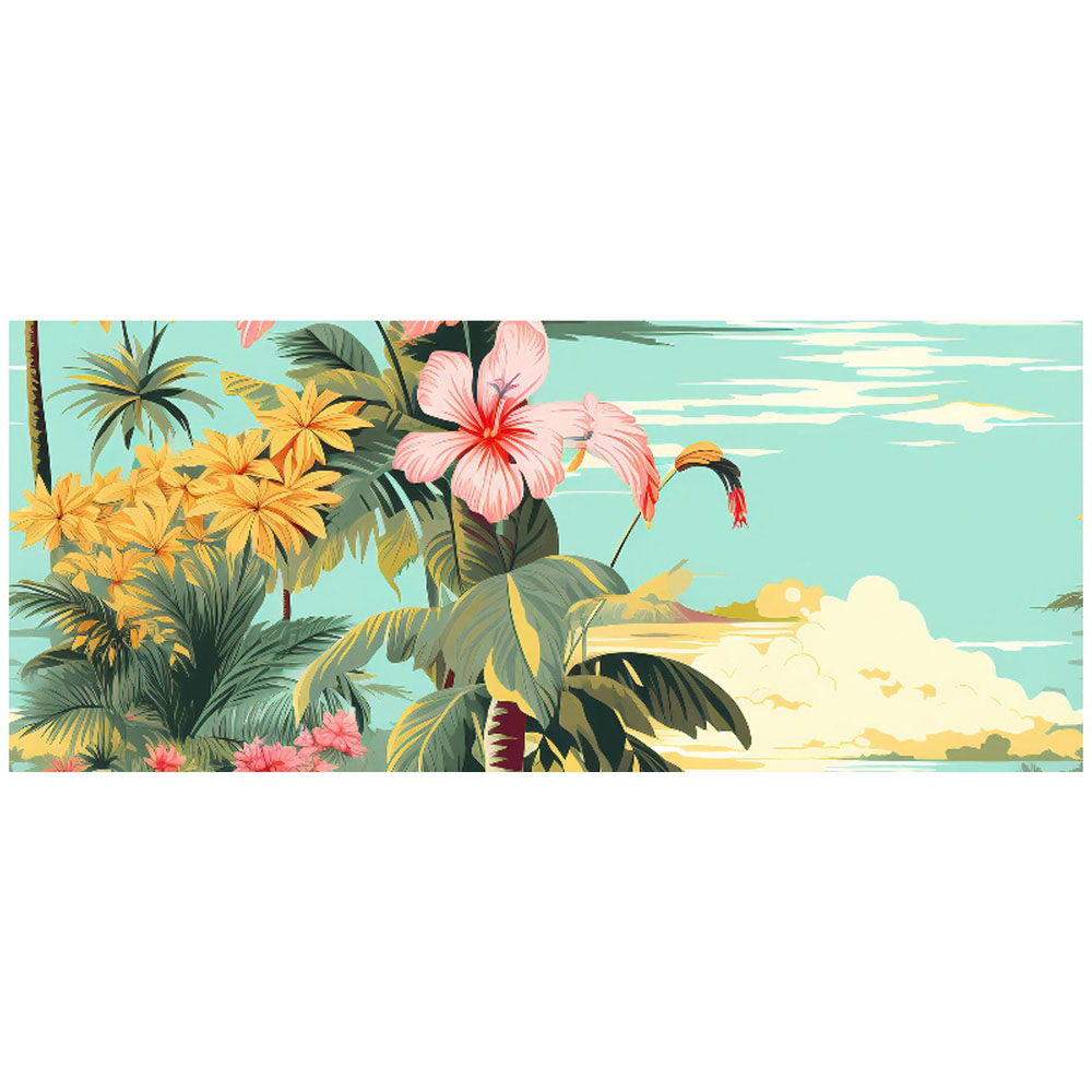 Warren Reed Designer Palm Trees and Hibiscus Glass Bathroom Splashback 25 x 60cm Image 2