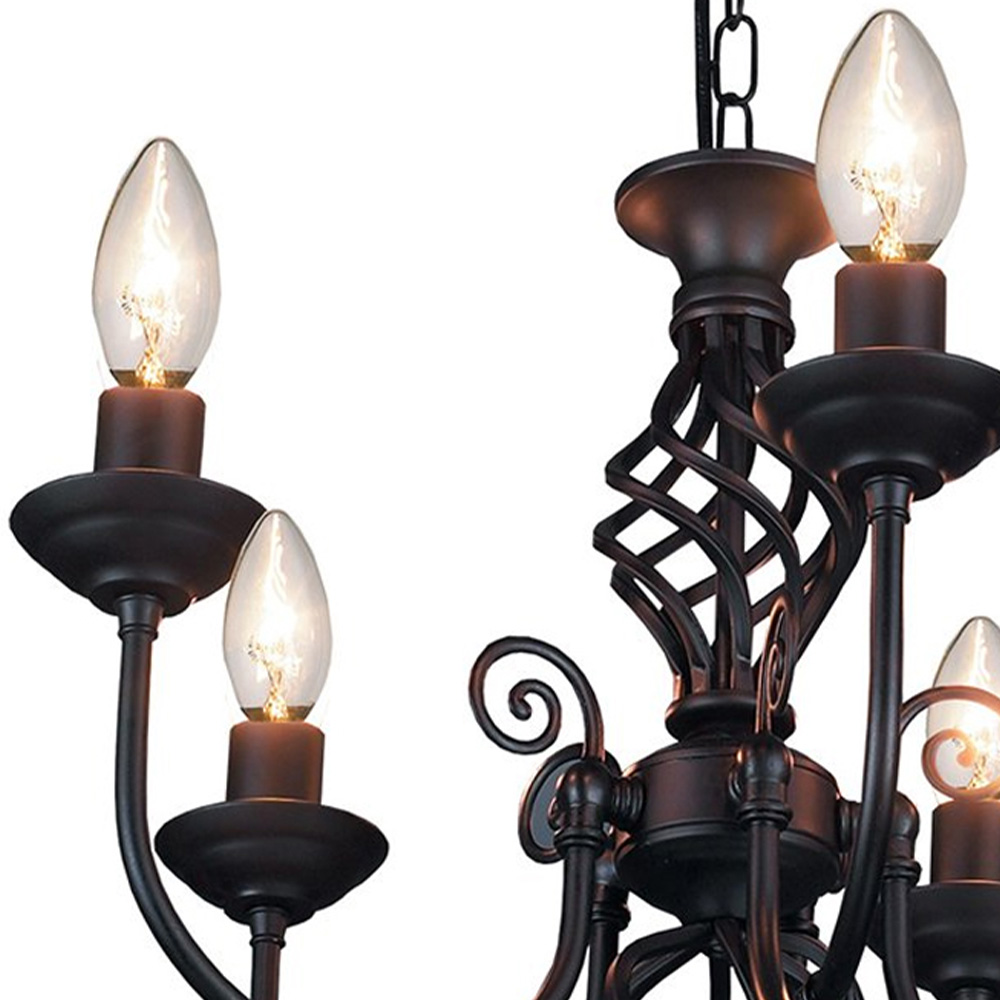 Happy Homewares Matt Black 5 Arm Twist Knot Design Pendant Light Image 2