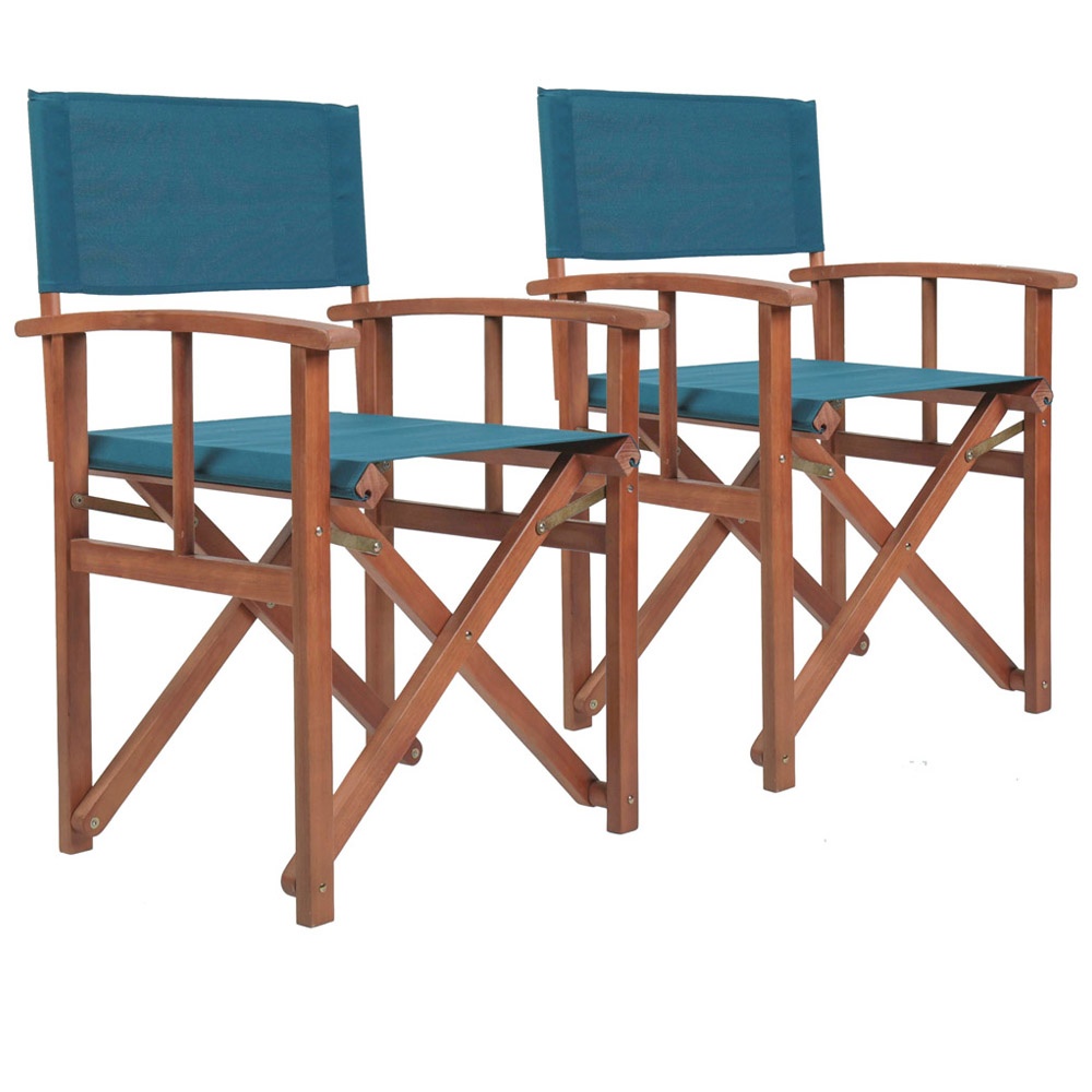 Charles Bentley FSC Eucalyptus Pair Director Chairs Teal Image 1