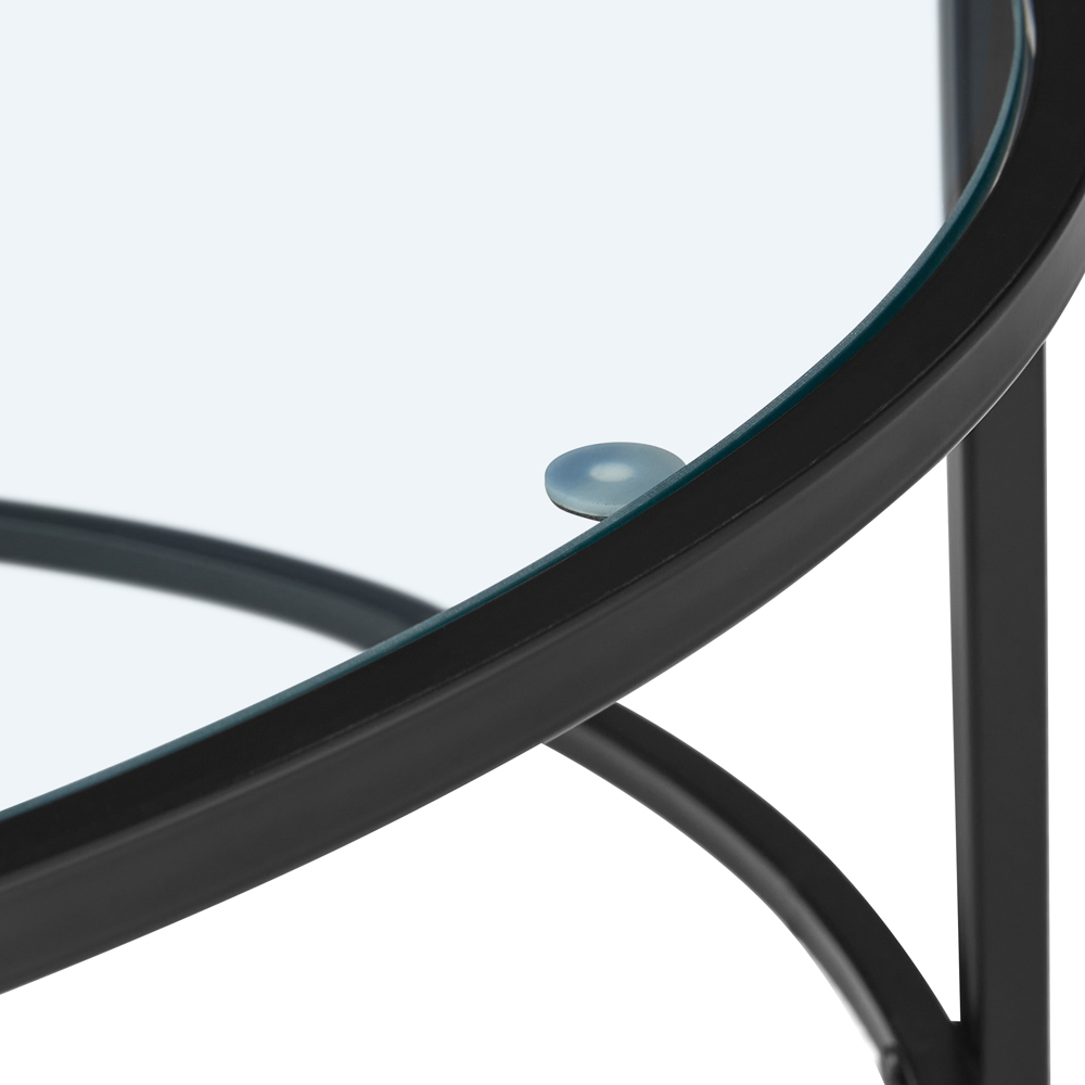Comfy Living Black Round Tempered Glass Coffee Table Image 4