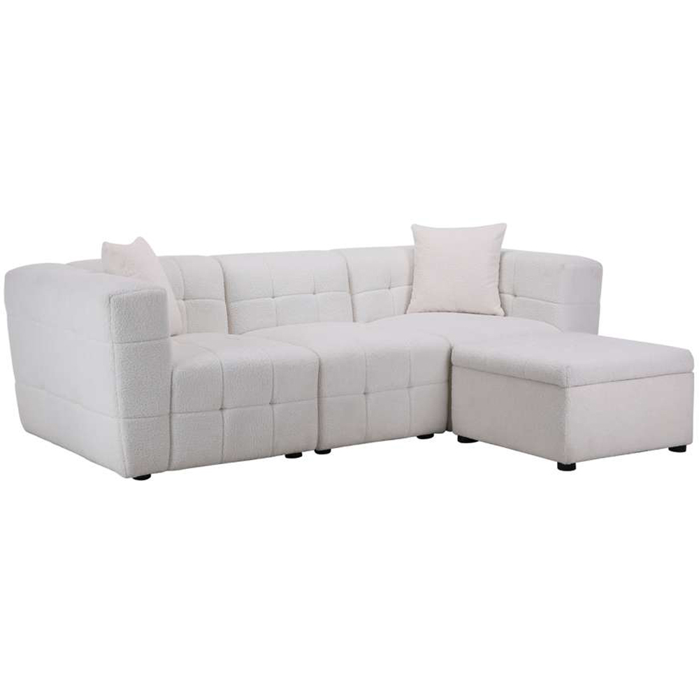 Birlea Milo 3 Seater White Sofa with Ottoman Footstool Image 2