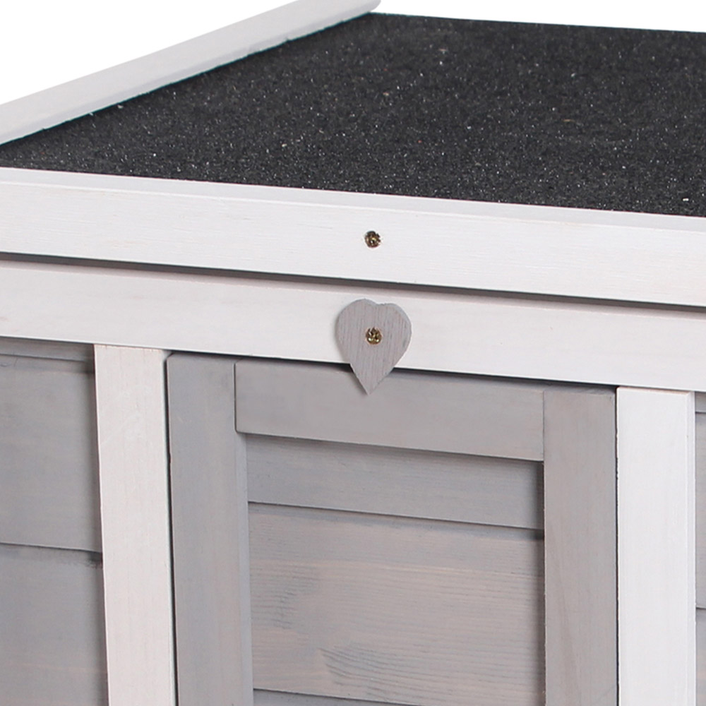 PawHut Grey Wooden Raised Pet Hutch Image 3