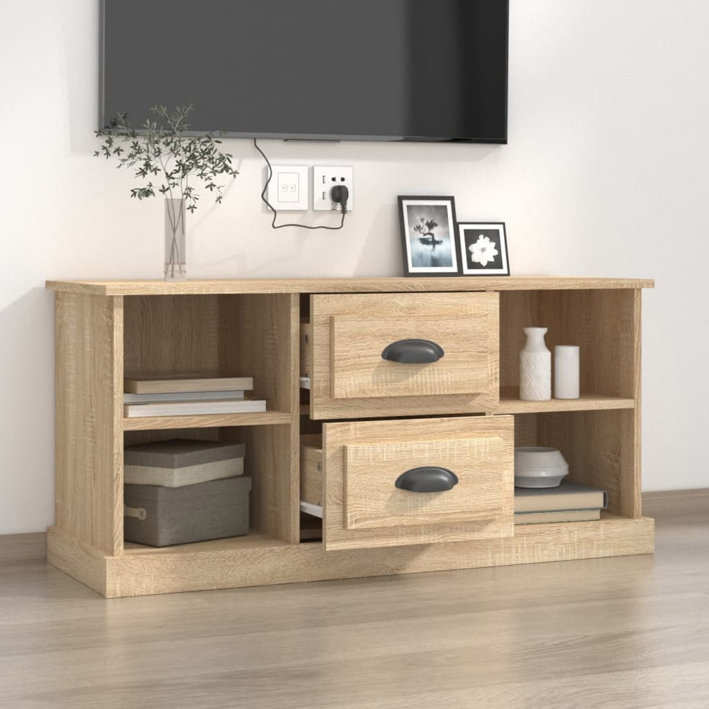 vidaXL 2 Drawer 4 Open Shelf Sonoma Oak TV Cabinet Image 3
