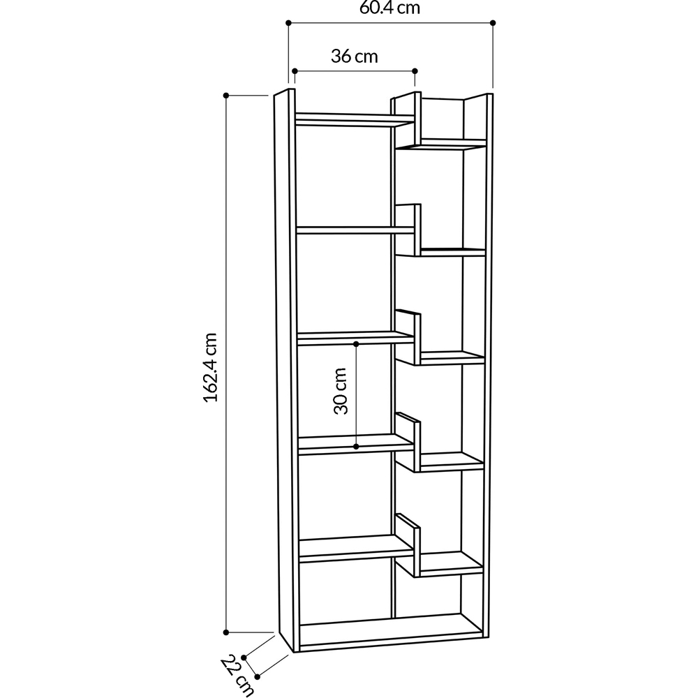 Decortie Oppa 8 Tier Oak and Black Zigzag Shelf Bookcase Image 7