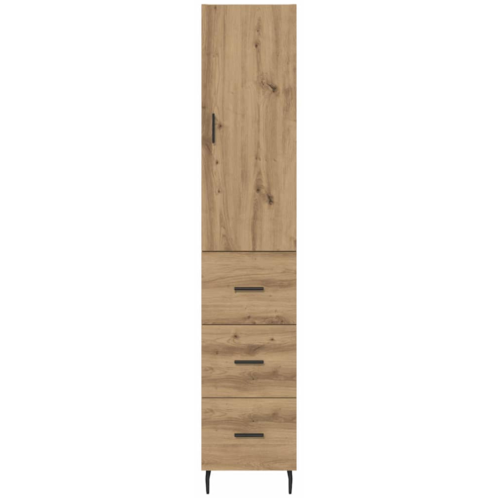 vidaXL Single Door 3 Drawer Artisan Oak Slim Sideboard with Metal Legs Image 8