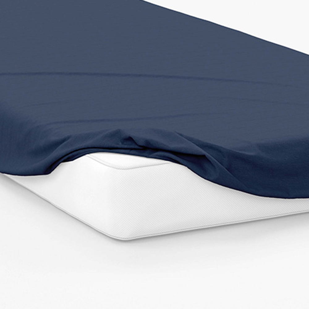 Serene Super King Navy Fitted Bed Sheet Image 3
