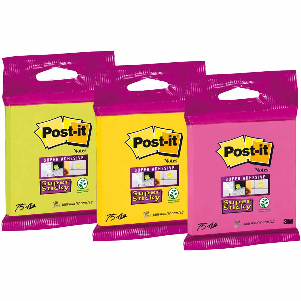 Single Post-It Super Sticky Flowpack 75 Notes in Assorted styles Image 1