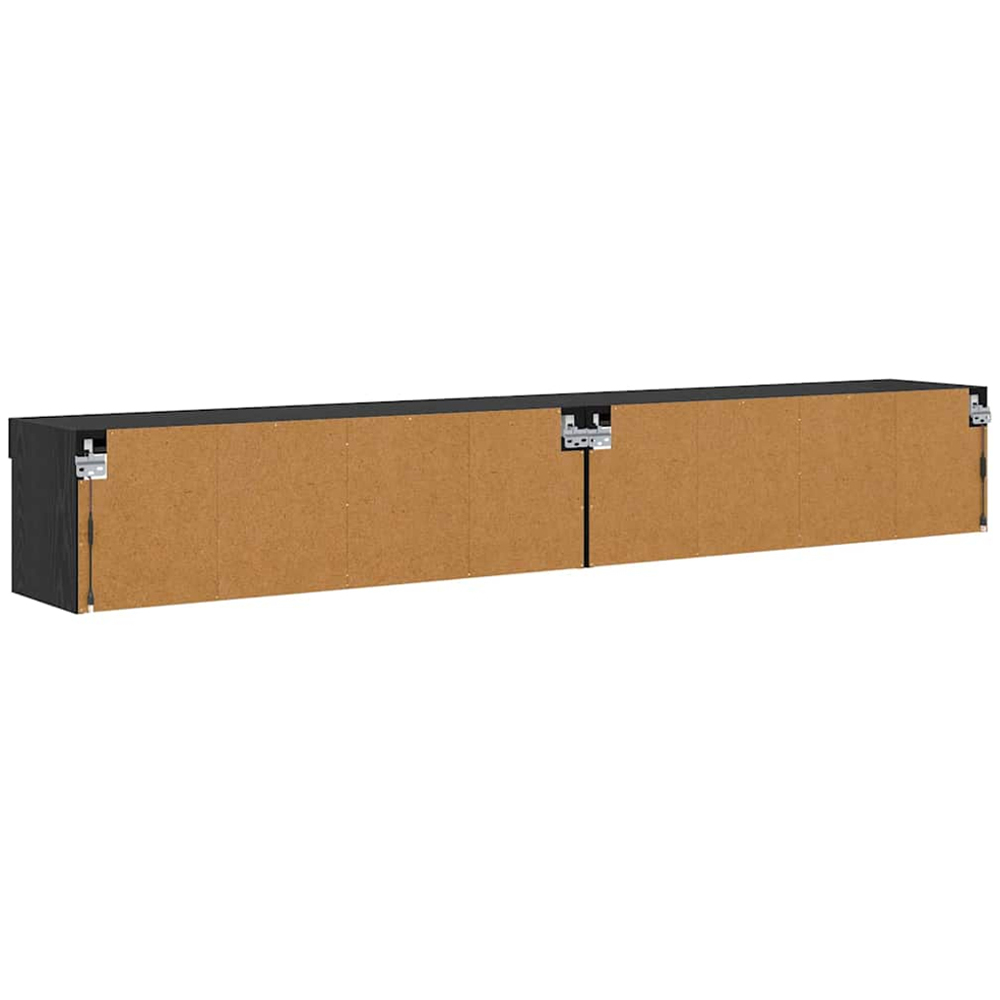 vidaXL 2 Shelf Black Oak TV Cabinet with LED Lights Set of 2 Image 9