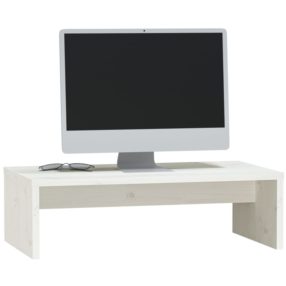 vidaXL White Solid Pine Wood Monitor Stand Image 3