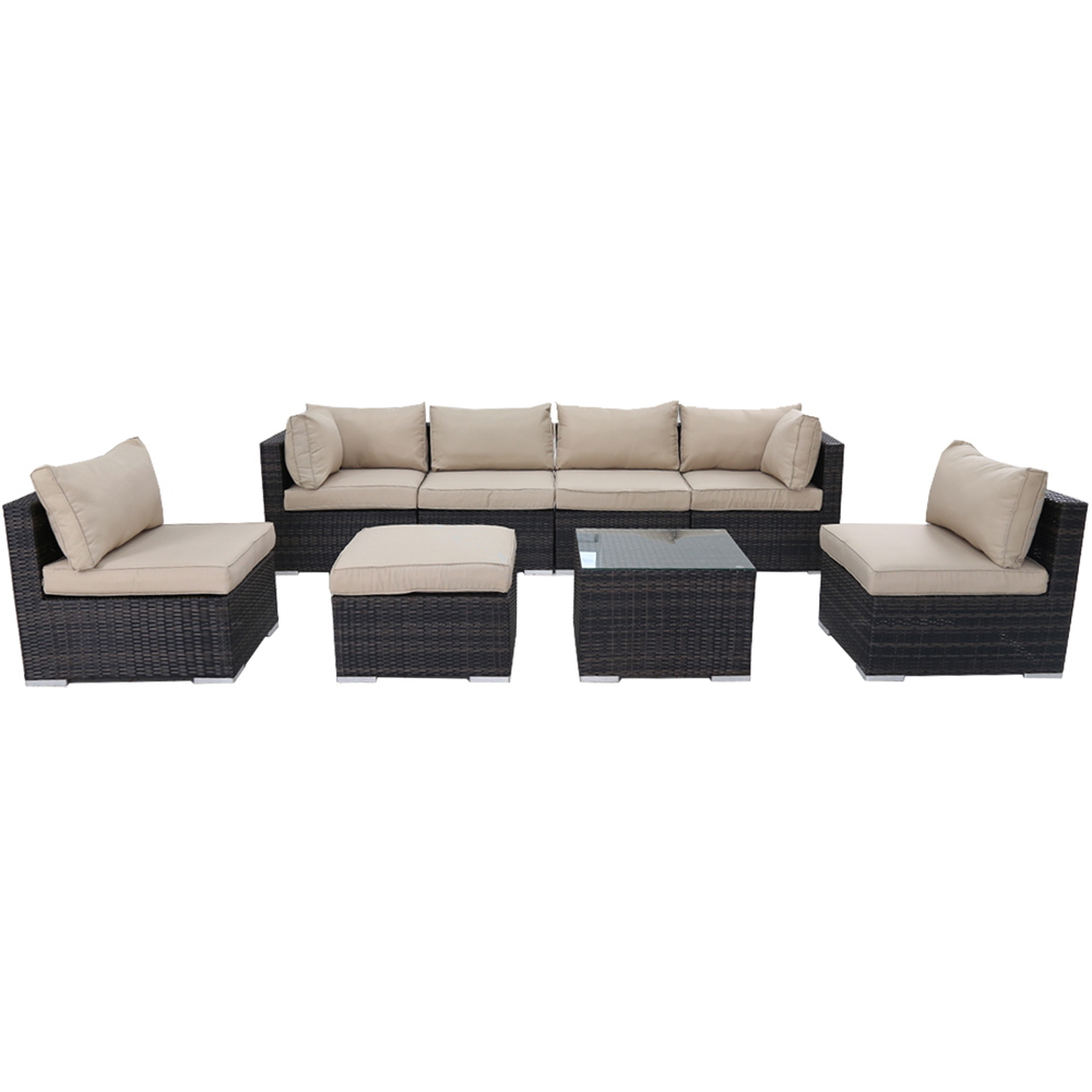 Furniture One 7 Seater Brown Patio Corner Sofa Set Image 2