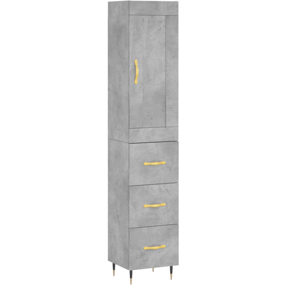 vidaXL Single Door 3 Drawer Concrete Grey Highboard Image 2