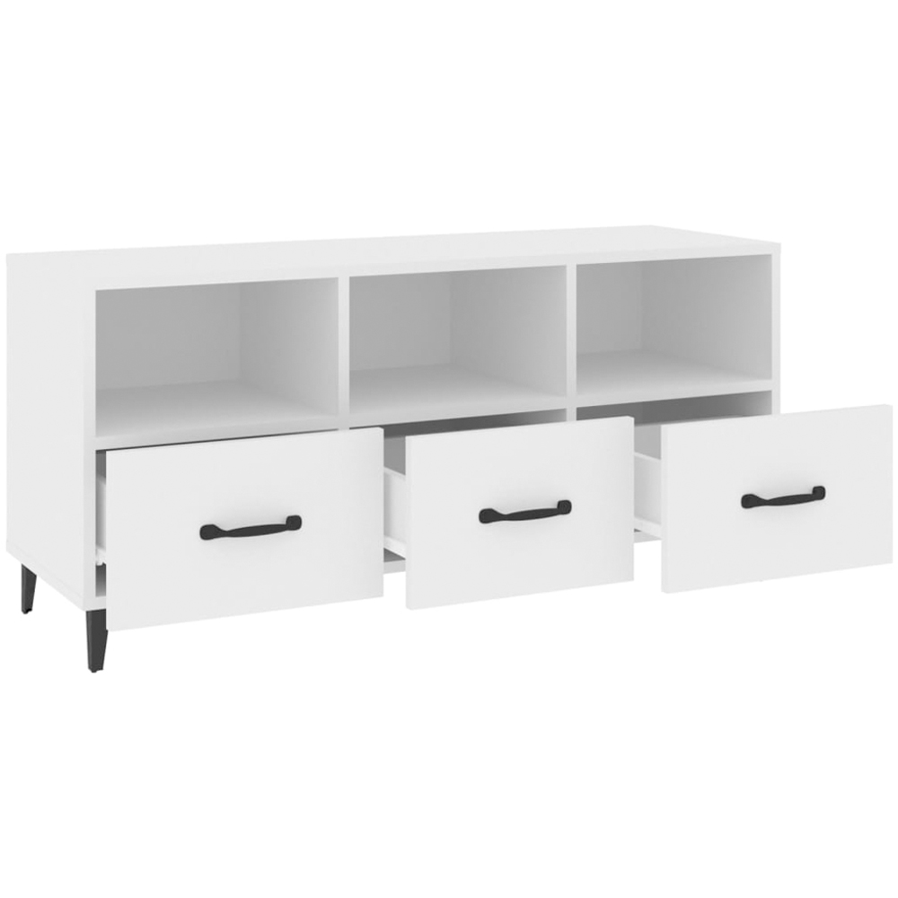 vidaXL 3 Drawer 3 Shelf White TV Cabinet Image 6