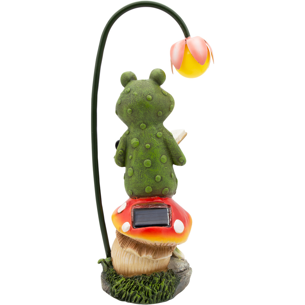 GardenKraft Frog Reading Under Fairy Flower LED Solar Decorative Light Image 3