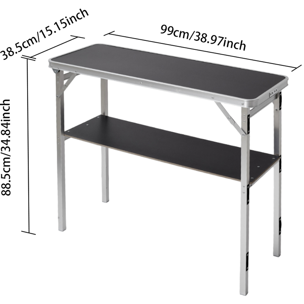 Living and Home 2 Tier Portable Aluminium Alloy Folding Bar Table Image 9