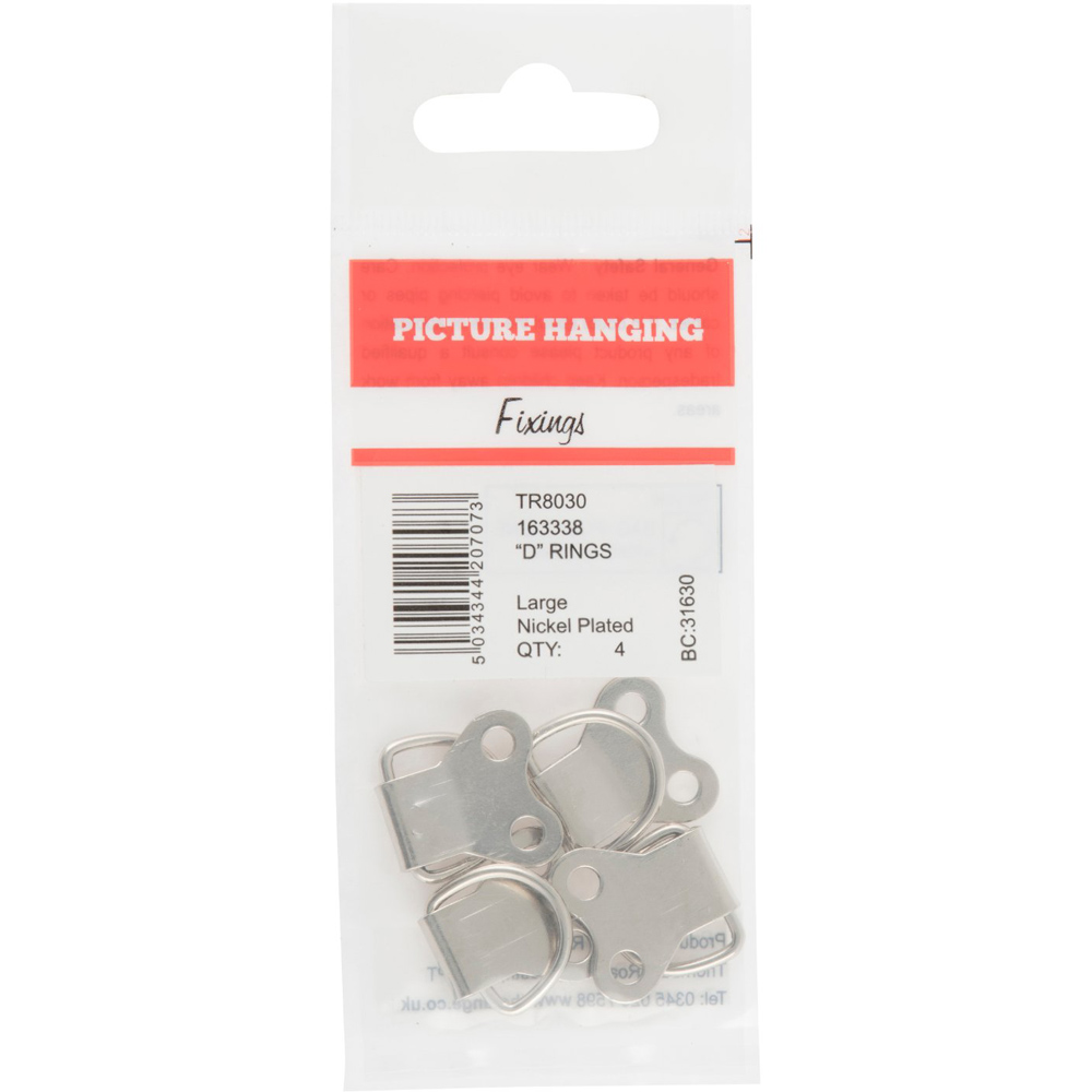 Hiatt Large Picture Hanging Nickel D Ring 4 Pack Image 1