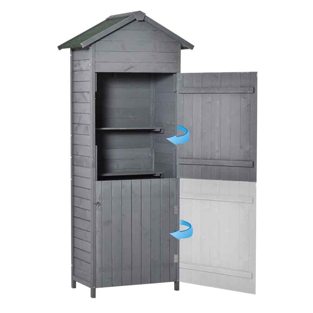 Outsunny 6 x 2ft Dark Grey Wooden Garden Storage Shed Image 3