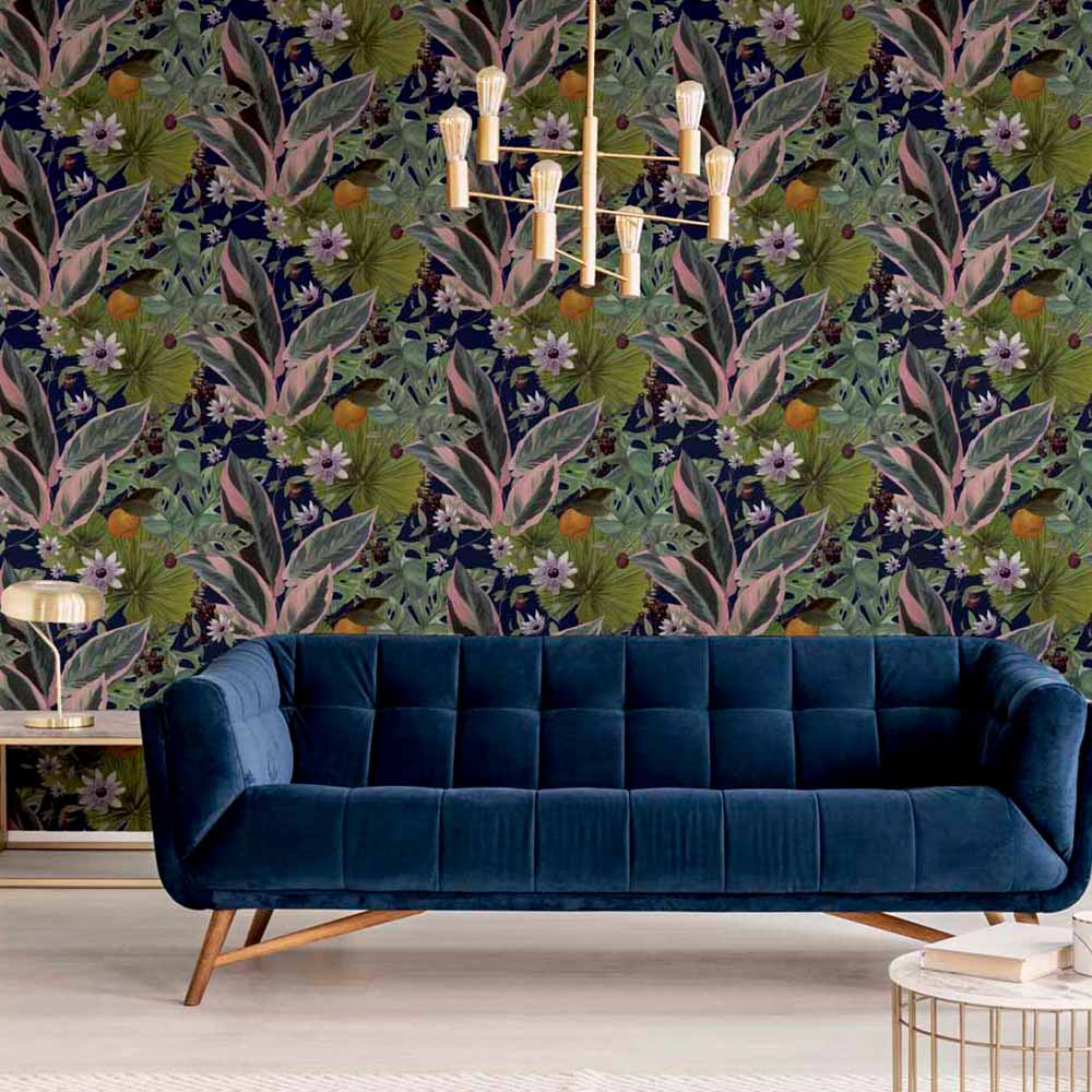 Arthouse Passion Flower Navy Wallpaper Image 3