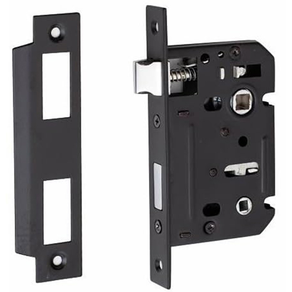 Golden Grace Matt Black Bolt Through Bathroom Mortise Lock 64mm Image