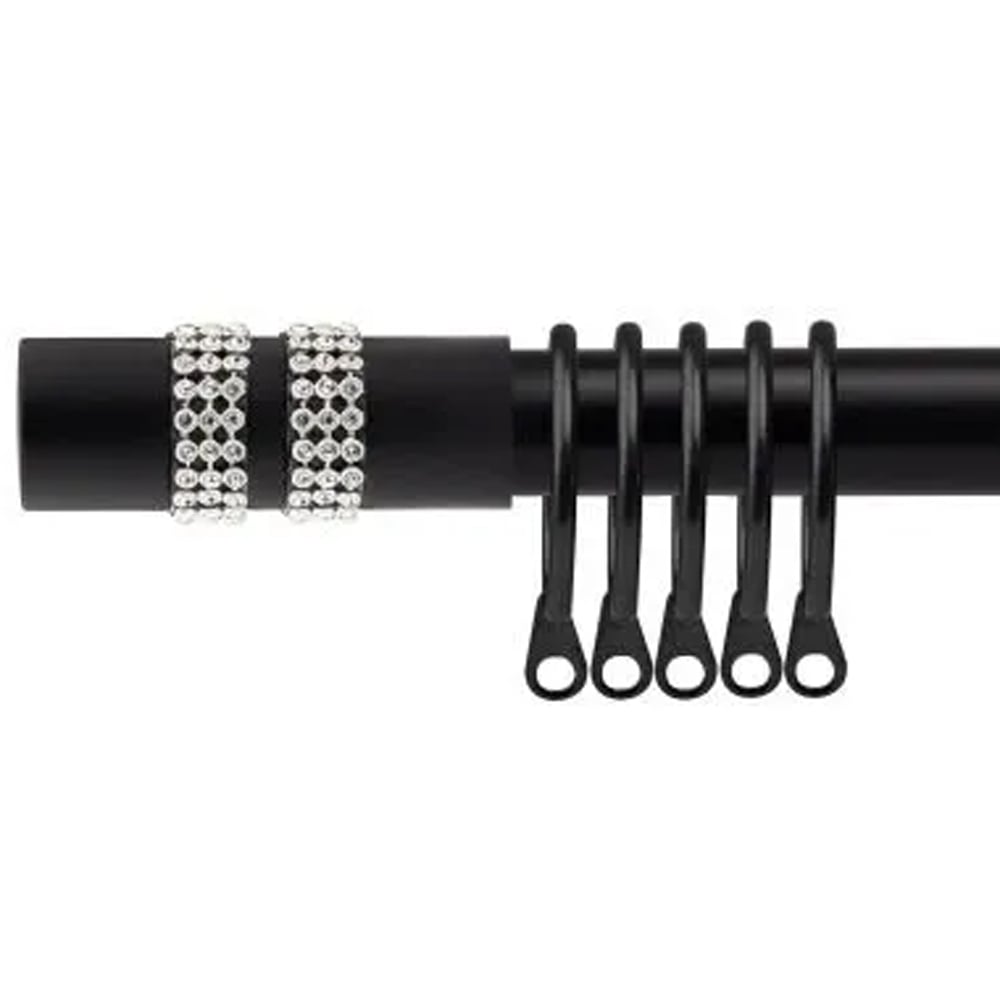 New Edge Blinds 120-210cm Extendable Black Sparkle Metal Curtain Pole Image