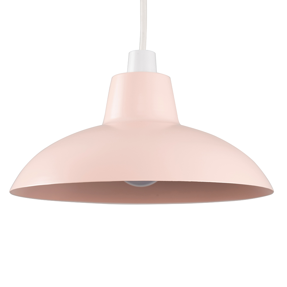 ValueLights Civic Dusky Pink Retro Pendant Light Shade Image 1