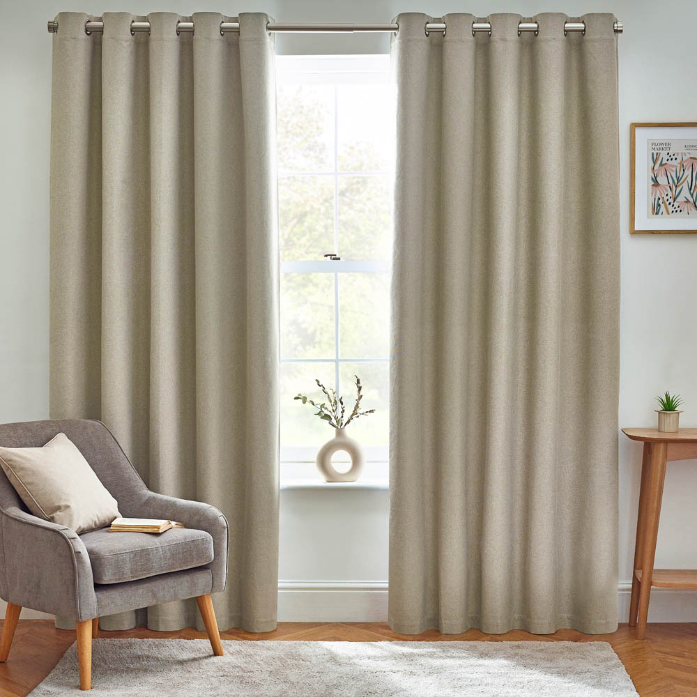 furn. Dawn Natural Thermal Blackout Eyelet Curtain 229 x 183cm Image 1
