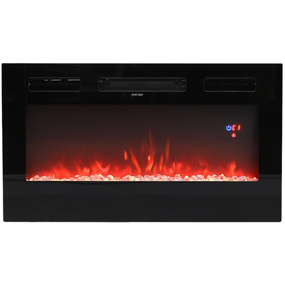 Living and Home PM1351 36 Inch Black Modern Recessed Electric Fireplace Image 1