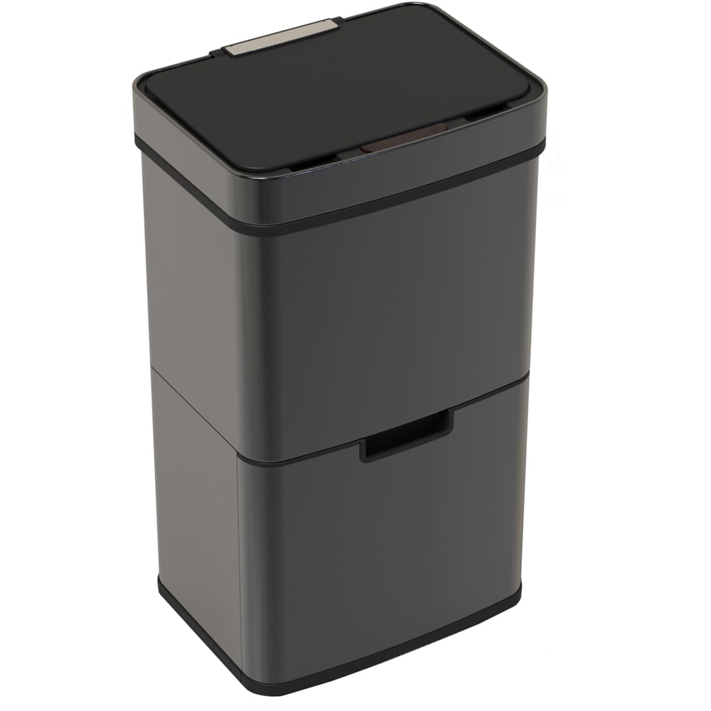 Charles Bentley 3 Compartment Black Automatic Sensor Bin 62L Image