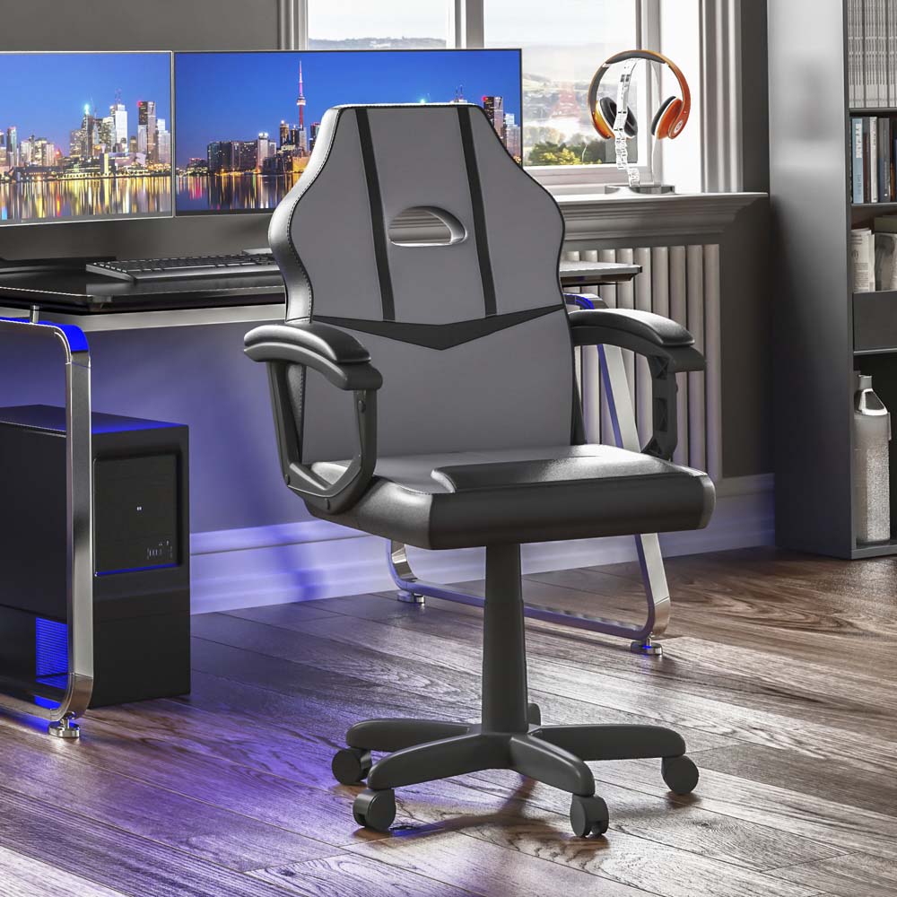 Vida Designs Comet Grey and Black Swivel Office Chair Image 7