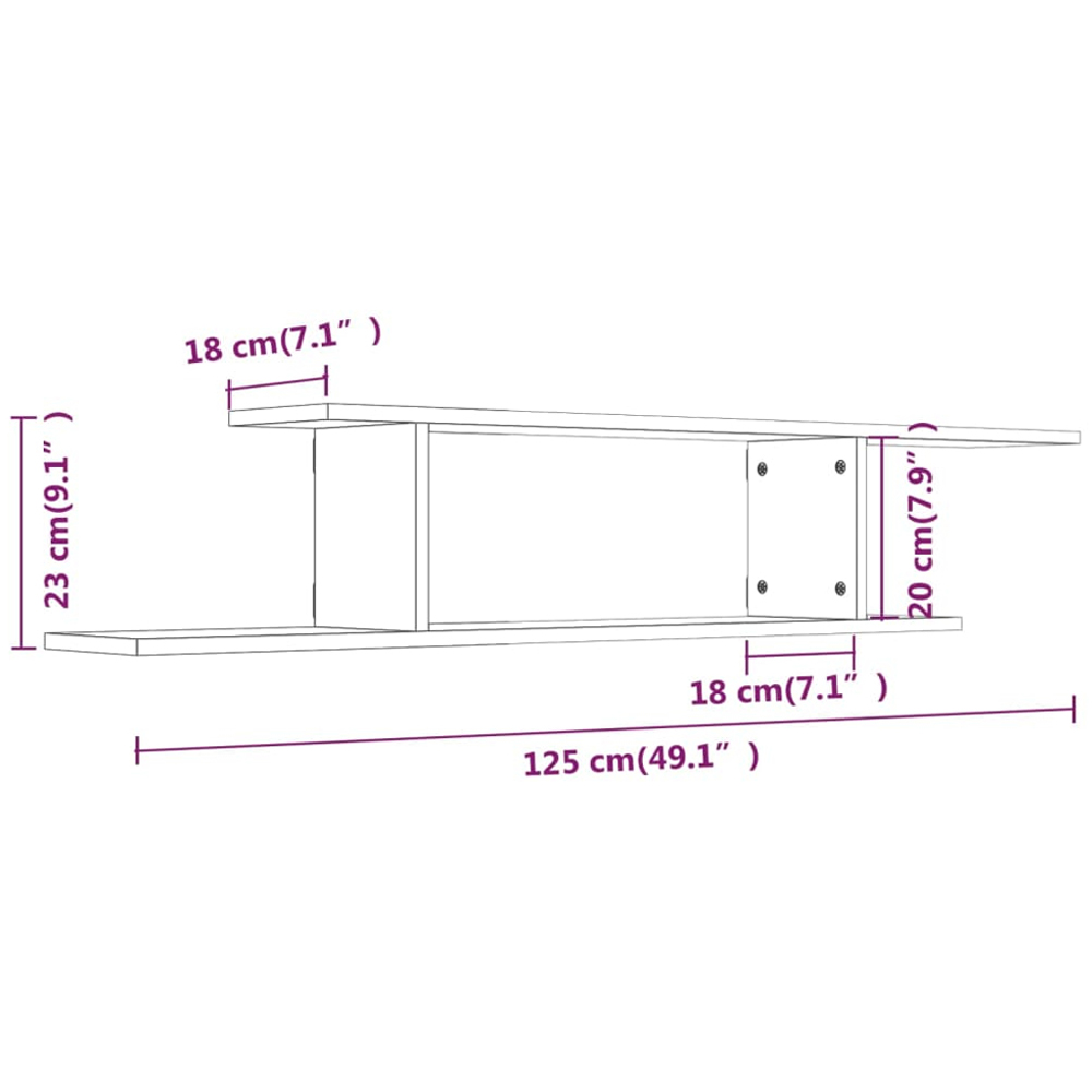 vidaXL Grey Sonoma Wall Mounted TV Shelf Image 6