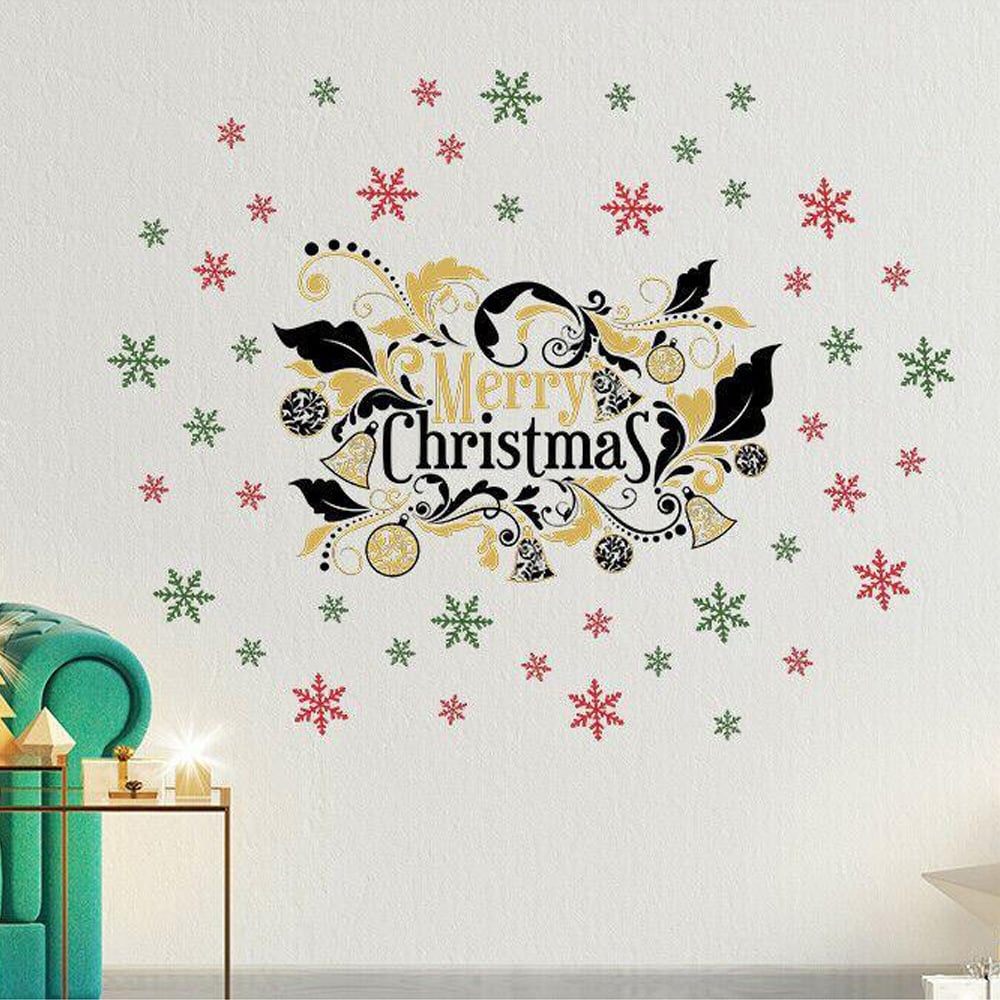 Walplus Merry Christmas and Colourful Snowflakes Self Adhesive Wall Sticker 45 Piece Image 3
