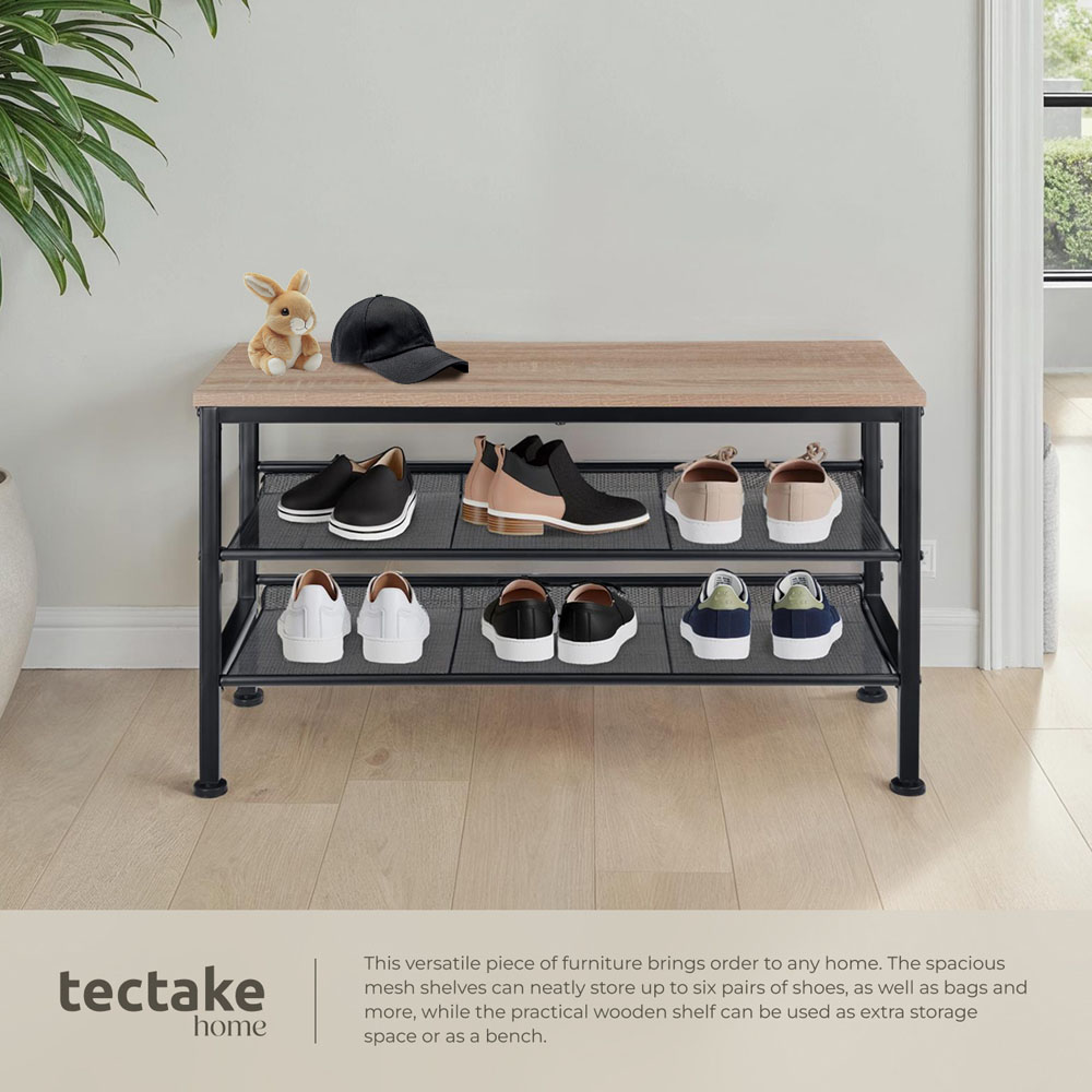 tectake Derry 2 Grid Shelf Oak Sonoma Shoe Rack Image 4