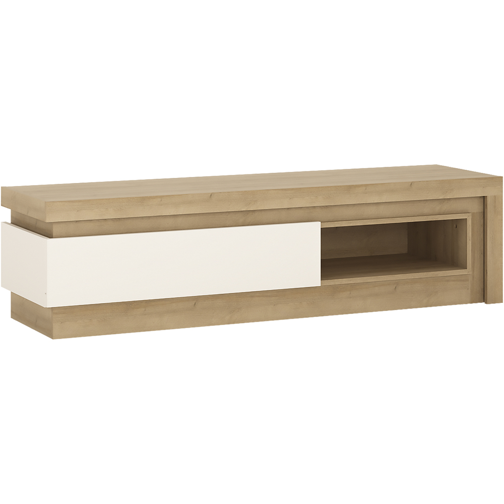 Furniture To Go Lyon Single Drawer Riviera Oak and White High Gloss TV Cabinet Image 2