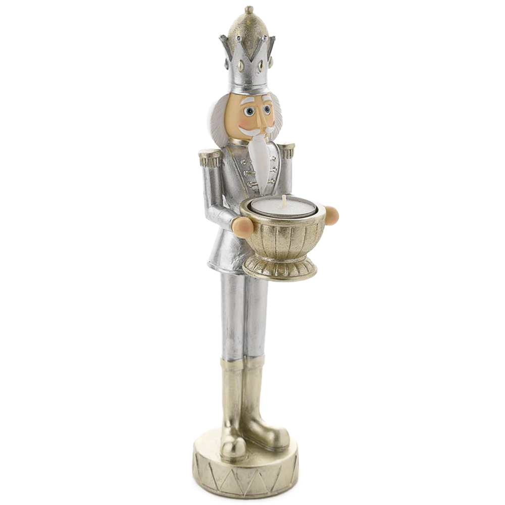 The Christmas Gift Co Silver Nutcracker Candle Holder Wilko