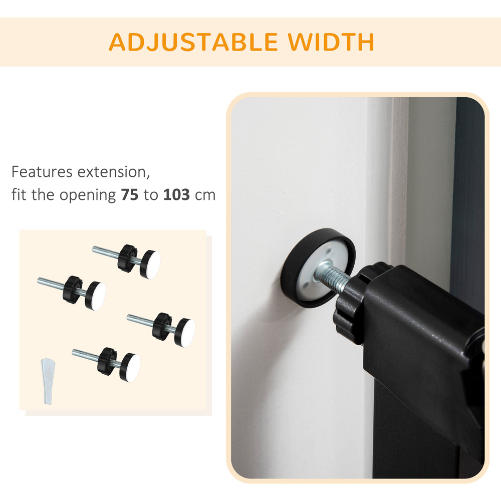 PawHut Black 75-103cm Stair Pressure Fit Pet Safety Gate Image 6