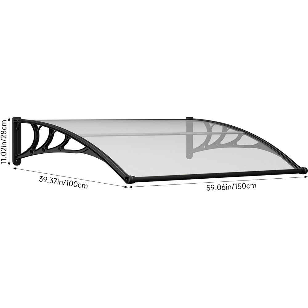 Living and Home Black Door and Window Outdoor Awning with Water Channel 1.5 x 1m Image 9