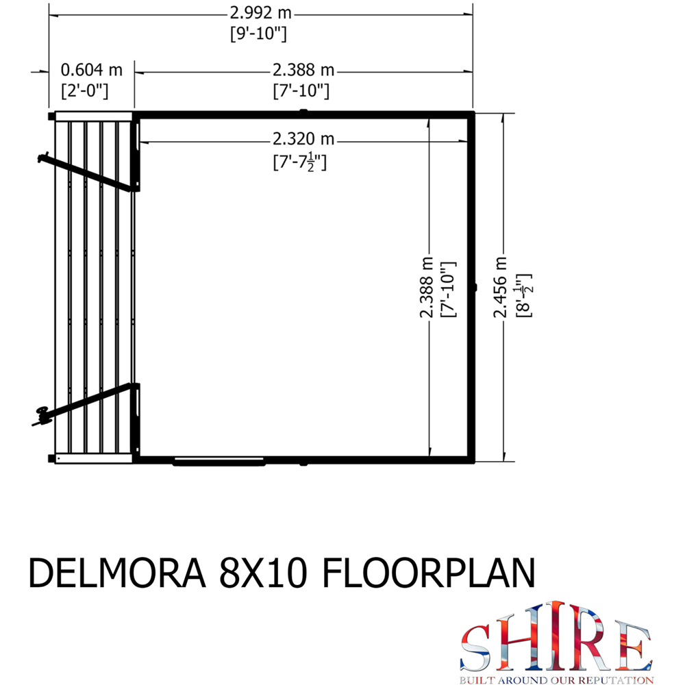 Shire Delmora 8 x 10ft Double Door Traditional Summerhouse Image 9