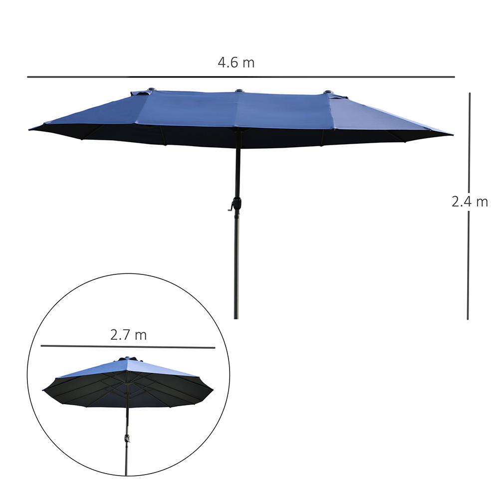 Outsunny Blue Double Sided Garden Crank Parasol 4.6m Image 5