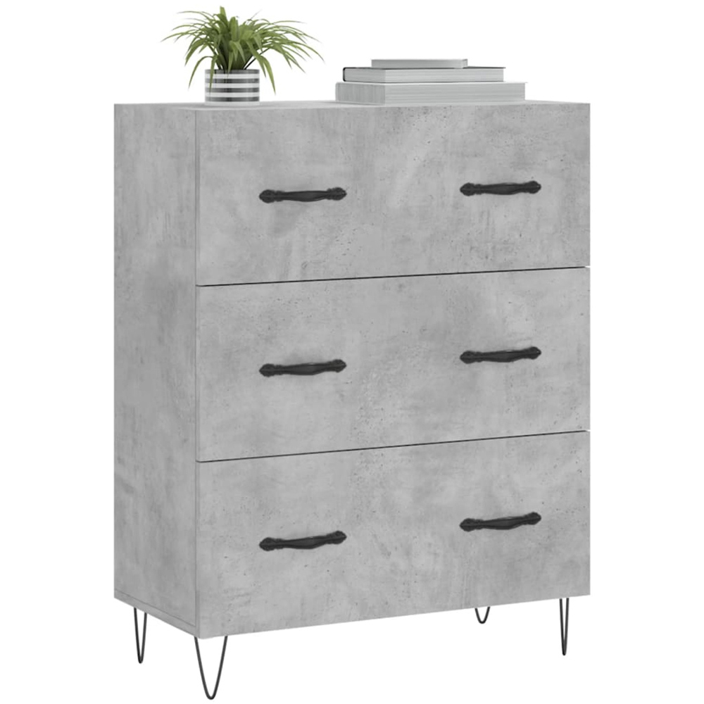 vidaXL 3 Drawer Concrete Grey Sideboard Image 3